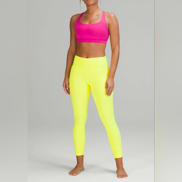 Lululemon Neon Yellow Leggings Wunder Under High-Rise Tight - Picture 6 of 7